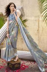 Chiffon saree Foil Embellished With Swarovski Work And Brasso Design Near Borderï»¿