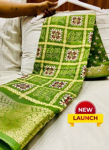 Cotton ajrak print Weaving Zari saree