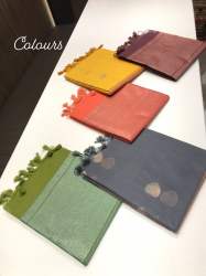 cotton linen saree with rich pan leaf weaving  butti  with in built zaalar