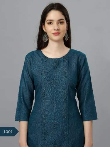 Cotton Magic Slub Kurtis With Embroidery Work