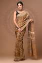 Cotton mulmul Hand block print sarees thumb 1