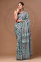 Cotton mulmul Hand block print sarees thumb 2