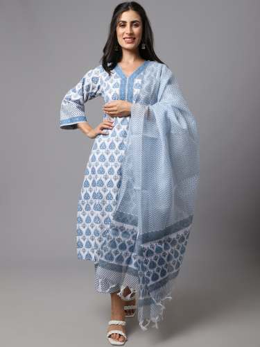 Cotton printed Kurtis pant dupatta set