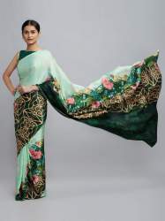 crepe Chinon satin Digital print saree