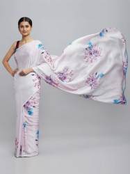 crepe Chinon satin Digital print sarees