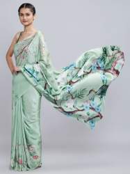 crepe Chinon satin Digital print sari