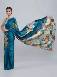 crepe Chinon satin Digital printed sarees