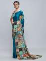 crepe Chinon satin Digital printed sarees thumb 1