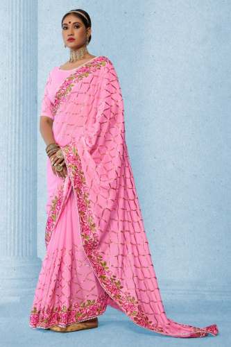 Crepe Rangoli Multi Thread Zari Work Saree