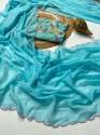 Designer Smooth faux georgette fabric with cut work border saree thumb 10