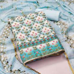 Designer suits with Chanderi sequence work dupattas