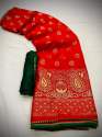 Dola silk sarees with foil print & gotta border thumb 10