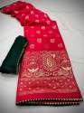 Dola silk sarees with foil print & gotta border thumb 11