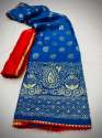 Dola silk sarees with foil print & gotta border thumb 4