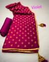 Dola silk sarees with foil print & gotta border thumb 5