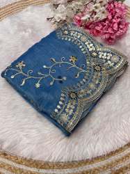 Elegant Gold Crush Saree with Designer C-Pallu, Gota Foil Work & Malti Thread