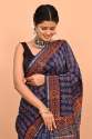 Exclusive Pure Hand Printed Chanderi Silk Sarees With Blouse thumb 1