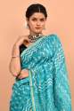 Exclusive Pure Hand Printed Chanderi Silk Sarees With Blouse thumb 3