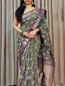 exclusive water art flower print Sarees  thumb 5