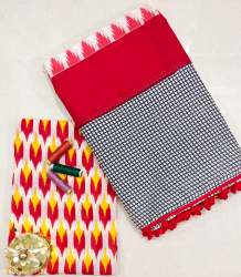 Fancy Block Print Cotton Mulmul Saree 