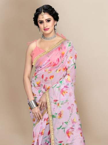 FANCY DIGITAL PRINTED ORGANZA SAREE WITH BLOUSE
