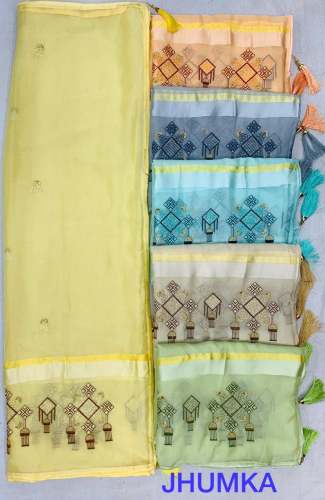 FANCY STONE WORK SAREE WIYH JHALAR