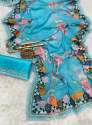 Flowers Digital print Sequence embroidery c-pallu work saree thumb 4