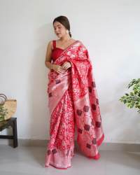 Geet Gauri Banarasi Silver Zari Weaving saree