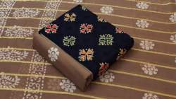 Geet Gauri cotton gold batik dress material suit 