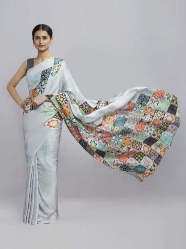 Geet Gauri crepe Chinon satin Digital print sarees