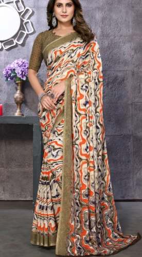 Geet Gauri Daily wear Poonam printed lehariya saree with blouse by geet gauri fashion