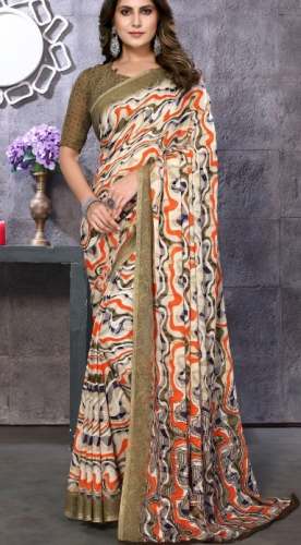 Geet Gauri Daily wear Poonam printed lehariya saree with blouse by geet gauri fashion