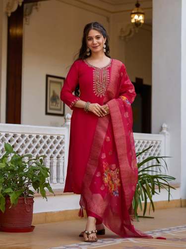 Geet Gauri Fashion Today Presenting 3 Piece Pure Chanderi With Embroidered Beads Work by geet gauri fashion