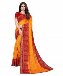 Geet Gauri georgette bandhani saree with foil 