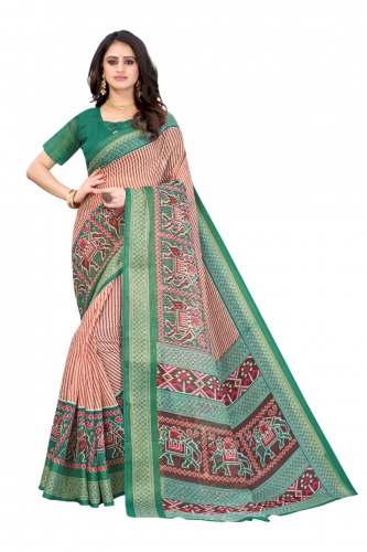  GEET GAURI LINEN JARI PRINTED SAREE