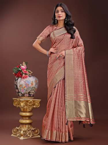 Geet Gauri Premium Organza Silk Saree with Zari Work and Tassel by geet gauri fashion