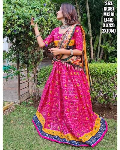 Geet Gauri Presents cotton Foil Print With Lace Designer Navratri Lehenga Choli