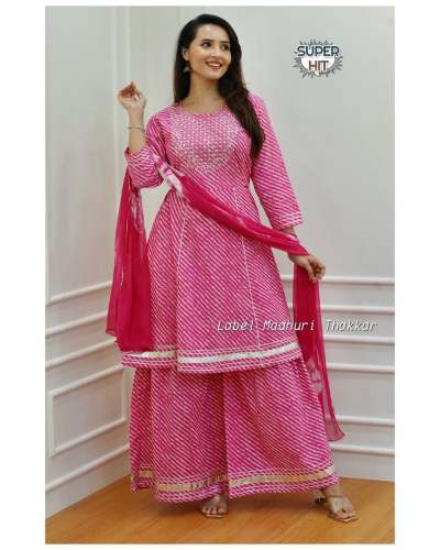 Geet Gauri Presents Pure Cotton Sharara Set embroidery work with Gota