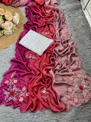 Geet Gauri Pure Soft Rangoli Silk Heavy Khatli Handwork Work saree