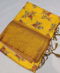 GEET GAURI SOFT SILK SAREE WITH DIGITAL PRINT N GOLD JARI BORDER N JHALAR