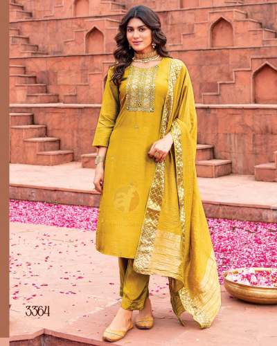 Geet Gauri Tussar Silk Mirror Work With Kodi Work Lace, Gamthi Work Lehenga 