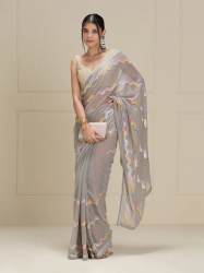Georgette Embroidery Multi sequence work piping border saree