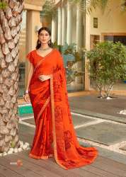 Georgette Floral Printed, Stone Embellished  saree