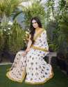 Georgette  Printed saree with Lace thumb 1