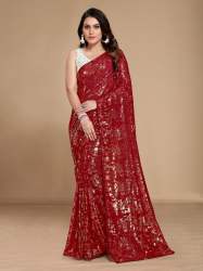 Georgette saree with Satin Banglory Silk blouse 