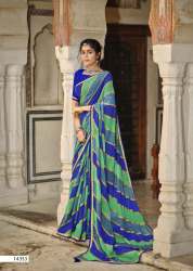 Georgette Stripes Foil Printed sarees