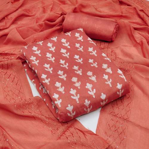 GGF DIABLE CHANDERI BATIK PRINTED SUIT WITH CROSET WORK