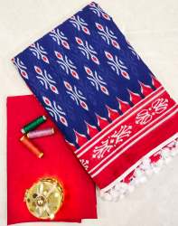 GGF lightweight mulmul Cotton Printed Saree with Blouse 