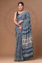 GGF pure cotton mulmul hand block printed saree with blouse thumb 1