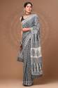 GGF pure cotton mulmul hand block printed saree with blouse thumb 2